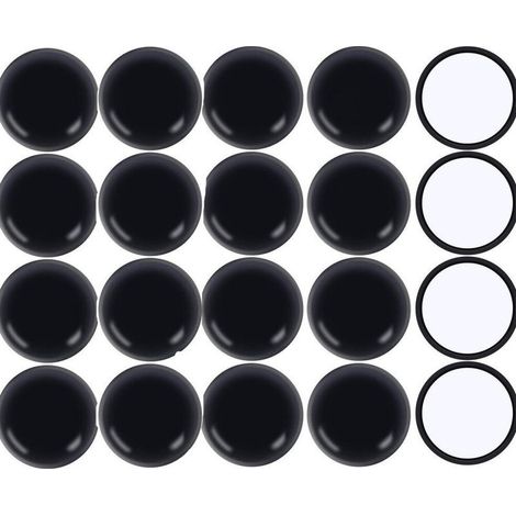 Patins autocollants pour meubles – 20 pièces noires en caoutchouc souple, diamètre 28 mm, idéaux pour sols bois, chaises et canapés (1/5)
