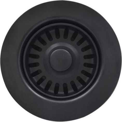 Évier de cuisine noir avec panier-filtre et couvercle, filtre de vidange pour évier de cuisine en granit ou en argile réfractaire (diamètre 114,3 mm)