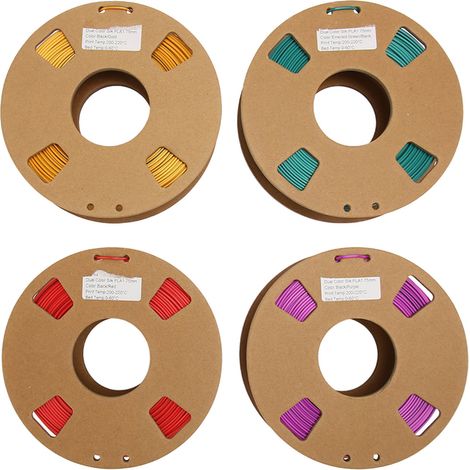 Stück 1,75 mm zweifarbiges PLA-Filament, Nettogewicht 250 g, Temperatur 200–220 °C, kompatibel mit 3D-Druckern, Nachfüll- und Ersatzmaterial