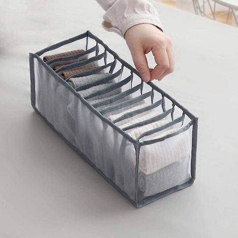 Ensemble de rangement pour sous-vêtements - Organisateur de tiroir pliable pour sous-vêtements - 11 compartiments - Gris (1/5)