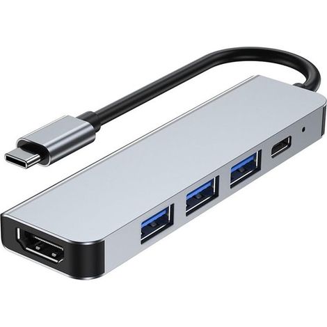Adattatore HDMI da USB-C - 5 in 1, HDMI 4K, 3 porte USB 3.0, USB-C PD, compatibile con MacBook Pro/Air (1/5)
