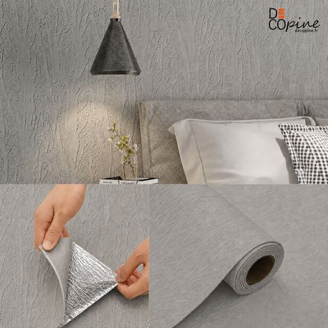Papier peint autocollant 3D 60 x 280 cm effet pierre minérale gris, revêtement mural texturé , adhésif sans colle Decopine (1/5)