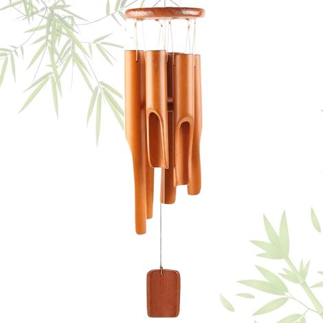 Carillon Éolien en Bambou 75 cm - 6 Tubes pour Extérieur et Intérieur - Parfait pour Jardin, Cour, Terrasse