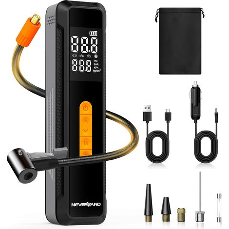 Gonfleur Pneus Voiture,10,3 bars/150 PSI, 4 Modes, Compresseur à Air portatif pour Voiture, Moto, Vélo, Ballon, Arrêt Automatique, Lampe de Poche et Batterie Externe (1/5)