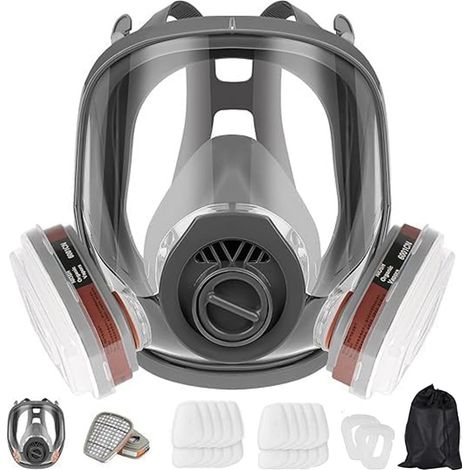 Masque respiratoire complet et 22 filtres, protection d'objectif, masque anti-poussière, protection respiratoire pour peinture, ponçage et polissage