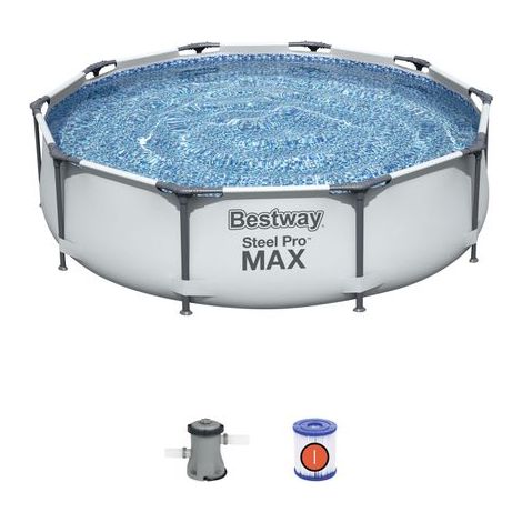 Piscina Desmontable Tubular BESTWAY Steel Pro Max 305x76 cm con Depuradora Cartucho 1.249 L/H