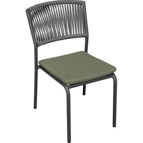Sedia da esterno con corda verde e cuscino imbottito (1/2)