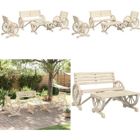 4-tlg. Garten-Lounge-Set Massivholz Tanne - Gartenmöbel - Loungesessel - Gartenbank - Gartenstühle - Esszimmergarnitur - Home & Living (1/5)