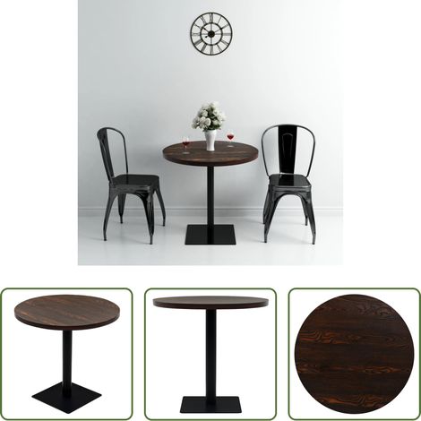 Bistro Tisch - Bistrotisch MDF und Stahl Rund 80×75 cm Dunkle Esche (1/5)
