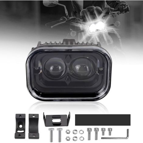 Phare LED universel 4 pouces pour moto, quad et VAE - Lumière de jour, halo, feux de route/feu de croisement - Éclairage durable (1 pièce)