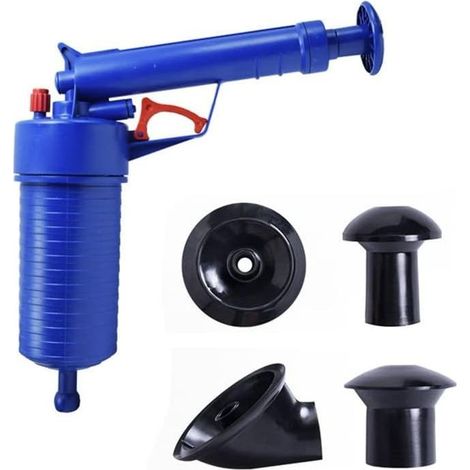 Compressed Air Toilet Drain Unblocking Pump for Kitchen Sink with 4 Different Suction Cups (Blue) (1/5)