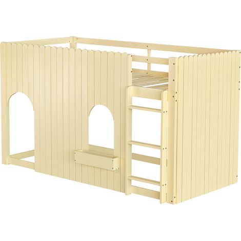 GagaLit mezzanine 90x200 cm, LED, échelle 3 marches, naturel (1/5)