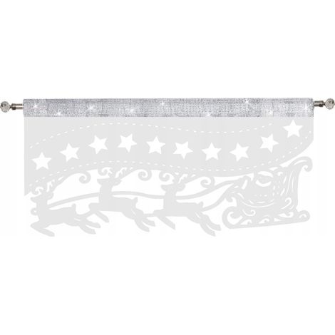 Pannello per tenda con Babbo Natale sulla sua slitta, elegante stile natalizio bianco, 90 x 45 cm