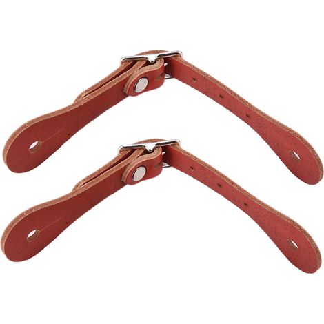 1 paire d'accessoires d'équitation : sangle d'éperon en cuir véritable fait main (marron) (1/5)