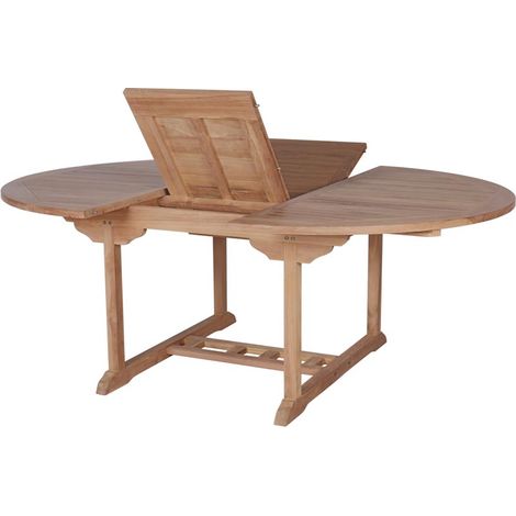 Table ronde extensible extérieur en teck massif Ø150/200cm - 180x180x75 cm - Kayu Meuble (1/5)