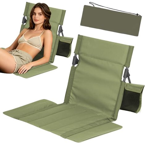 Tapis de Plage avec Dossier, Chaise de Plage Pliante, Coussin de Chaise de Plage avec Sac de Transport, Conception élargie, Matelas de Plage Pliable pour Pique Nique, Jardin (1/5)