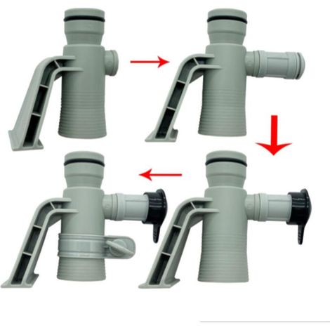 Support de Tuyauterie et Valve de Jet 637R/12363 – pour Piscines Hors Sol – avec Bouchon Noir Inclus