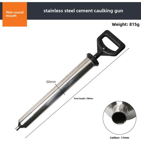 Pistolet à calfeutrer à ciment allongé transfrontalier manuel en acier inoxydable à quatre usages de 50 cm, pistolet à calfeutrer à ciment antivol pour porte (acier inoxydable - embout rond fin) (1/5)