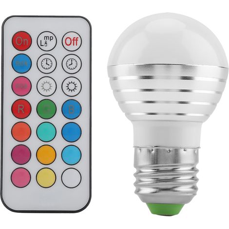 3W E27 Socket RGBW LED 16 lampe à ampoule changeante de couleur multicolore avec télécommande (1/5)