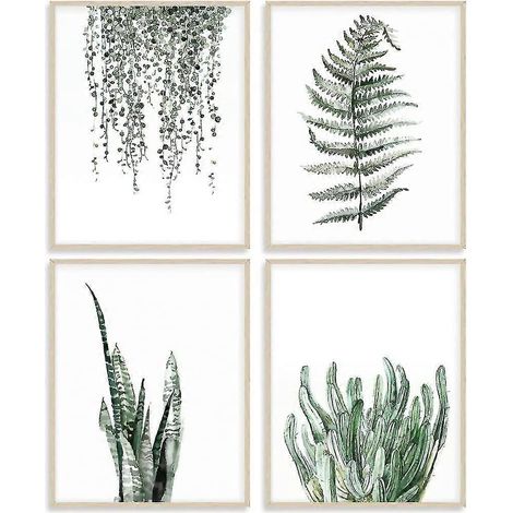 Ensemble de 4 estampes botaniques, format 8x10 pouces (20x25 cm), sans cadre, peinture de plantes, affiche botanique murale (option 1) (1/5)