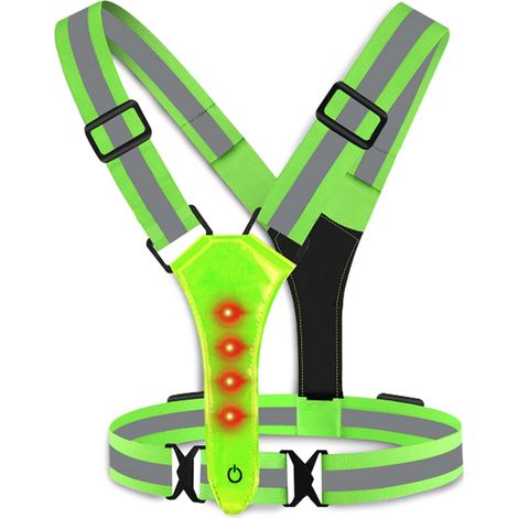 ZHIJIA PREMIUM gilet sécurité LED vert haute visibilité 360° rechargeable course marche cyclisme 1 unité (1/5)