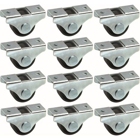 12x roulette meuble 25mm universelle mini rouleau noir pied lit casier chariot poubelle rangement table roue (1/2)