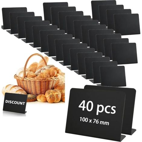 40 Pcs Mini Tableaux Noirs, 10 x 7 cm Mini Panneau d’affichage, Mini Ardoise Craie Plastique, Mini Tableaux d’affichage pour Prix, Mariages, Fêtes, Boulangeries (1/4)