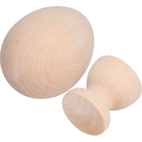 Unbemalte Ostereier aus Holz, künstliche Eier mit Ständern, Set für DIY-Bastelarbeiten, ovale Form (1/5)