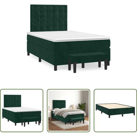 Matratze - Boxspringbett mit Matratze Dunkelgrün 120x190 cm Samt (1/5)
