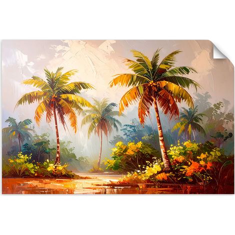 Selbstklebendes Poster – Wandsticker Palmen Dschungel Imitation Farbe 60x40 cm