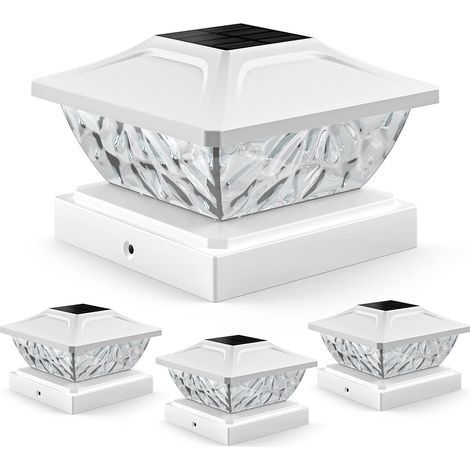 Lot de 4 capuchons de poteau solaires à 2 modes, lampes solaires d'extérieur étanches, lampes solaires d'extérieur pour poteaux de 4 x 4, 4,5 x 4,5, 5 x 5 en décoration de jardin-Karteo (1/5)