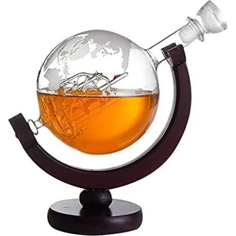 850ml Whisky Bateau décanteur, Carafe soufflé à la Main Verre gravé Boissons décanteur, Bar Accessoires (1/5)