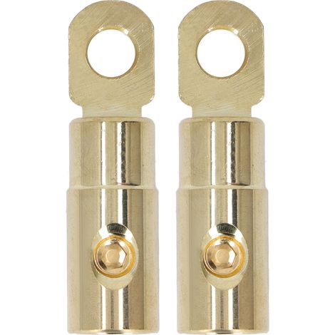 GARRYFIZH Paire de cosses à joint torique pour batterie, en laiton plaqué or, haute précision, sans soudure, modification audio, calibre 4 GA pour câbles de 4 à 6 GA