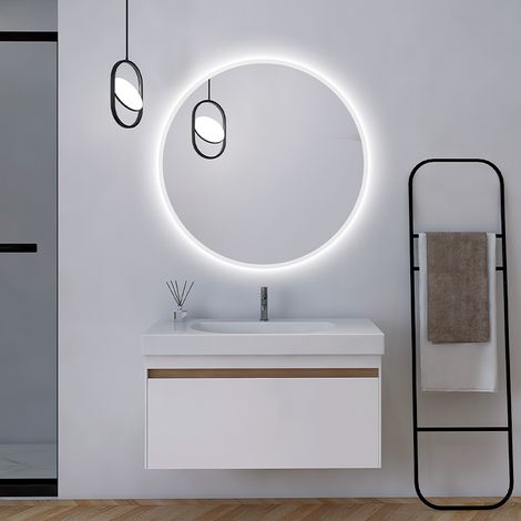 Espejo de baño redondo con borde arenado Modelo BELGICA Ø80