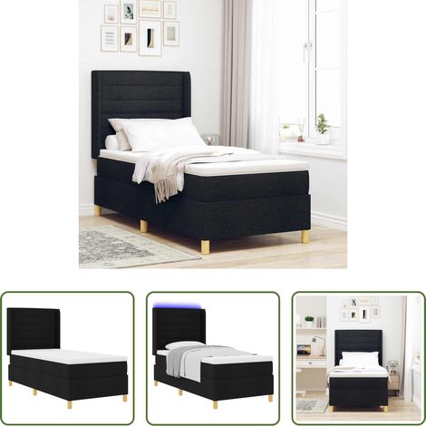 vidaXL Schlafzimmer - Boxspringbett mit Matratze Schwarz 80 x 200 cm Stoff (1/5)