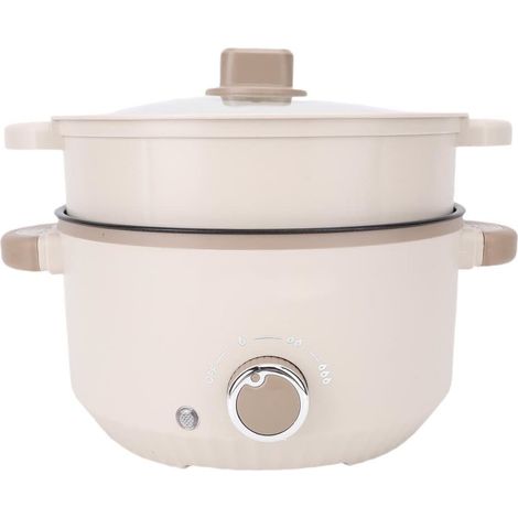 Cocotte électrique 3L revêtement anti-adhésif panier vapeur beige (1/5)