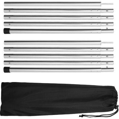 Wolketon 4pcs Zeltstangen 2m Silber Tarpstange Sonnensegel Stange Alu Aufstellstangen