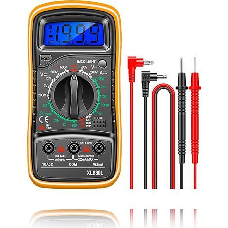 Digitales Multimeter mit Voltmeter – Digitales Multimeter – Voltmeter mit Doppelsicherungen – Tragbares Multimeter mit LCD-Anzeige: Wechsel-/Gleichspannung, Widerstand, Durchgang, Frequenz (1/5)