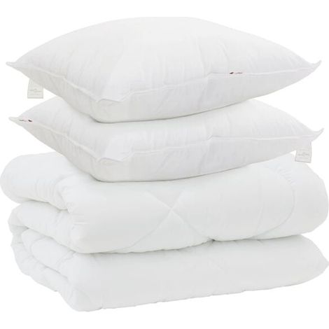 Ensemble couette et oreiller d'hiver (3 pièces), microfibre blanche (1/5)