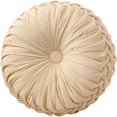 1 coussin de chaise rond beige de 35 cm de diamètre et 10 cm de hauteur. Coussin d'assise lavable en mousse à mémoire de forme.