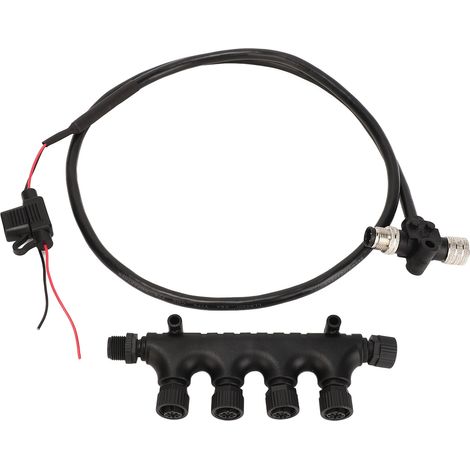 Câble NMEA2000 avec connecteur en T 4 ports, fusible 3 A, filetage M12 5 broches, longueur 1 m, étanchéité IP67 pour réseaux Lowrance (1/5)