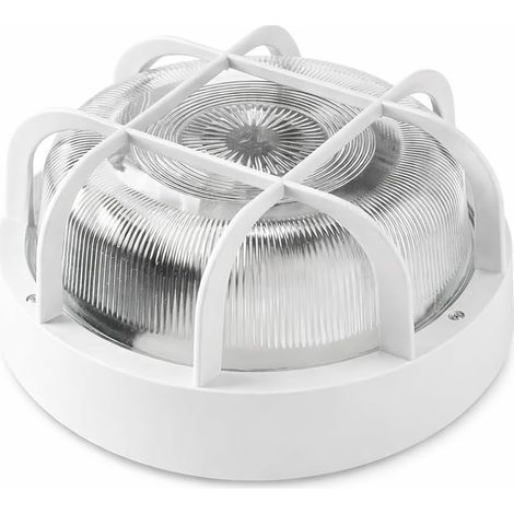 WEBMATEL Aplique de Pared Exterior Redondo Blanco para Bombillas E27 IP44 Max 100W (1/4)