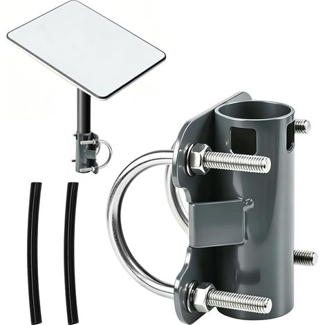 Pince de mât, support de tube réglable en U Pour mât d'antenne de 30 à 50 mm, antenne satellite lourde, kit de montage mural/toit/camping-car (1/5)