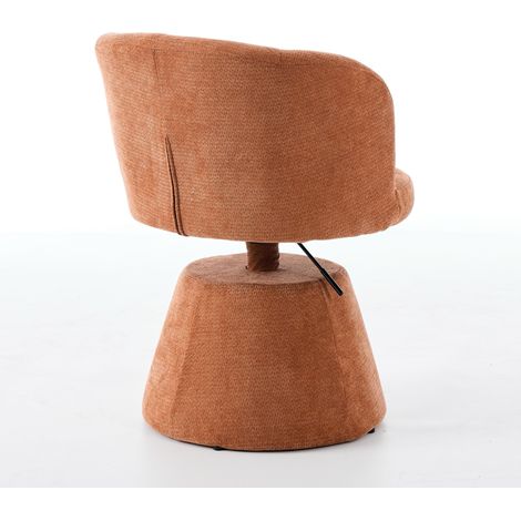 Tabouret de bar réglable en hauteur, pivotant à 360°, chaise ronde rembourrée en chenille moderne, fauteuil ergonomique pour coiffeuse, cuisine, îlot et pub, pack unique, couleur terracotta et orange, (1/5)