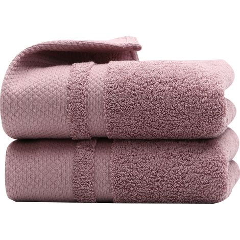 2 serviettes mains, coton 100 %, 33,8 x 75 cm, ultra absorbantes, douces, bords renforcés, pour salle de bain, sport, plage (1/5)