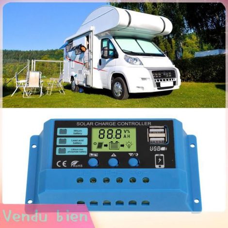 Garosa régulateur de panneau solaire Contrôleur de Charge solaire 12V 24V, régulateur de Charge de panneau sport accessoire (1/5)