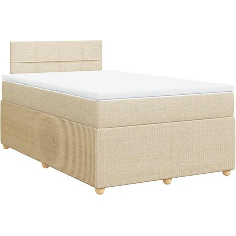 Maison Exclusive - Giroletto a Molle con Materasso Crema 120x190 cm in Tessuto