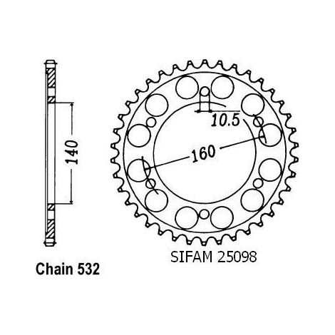 Couronne Zx-2010 Tomcat 1988-1991 - 532 - 45 Dents - Similaire JTR503