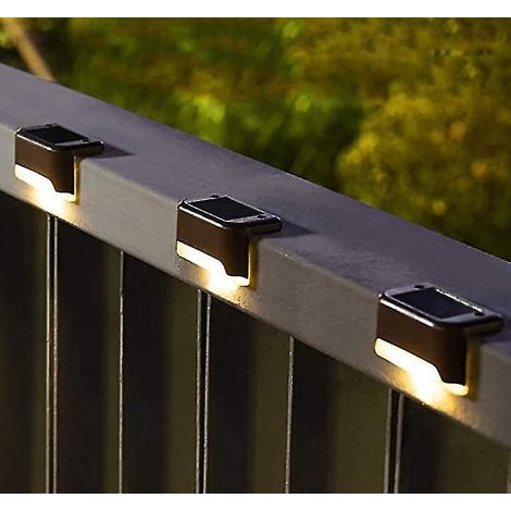 4pcs Solar Deck Light Outdoor Solar Step Light Waterproof Led Solar Black Warm Light (1/4)