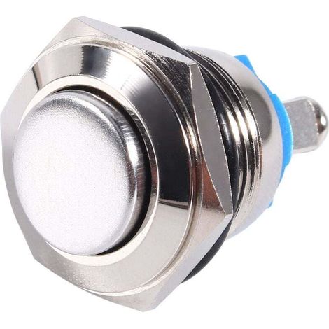 12V 16mm Auto Wasserdicht Metall Push Button Momentary AUF OFF Horn Schalter Silber (1/4)